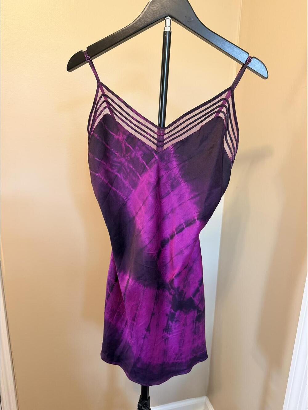 Vintage Victoria’s Secret Silk Slip Dress Size M Purple Tie Dye Y2K Lingeri